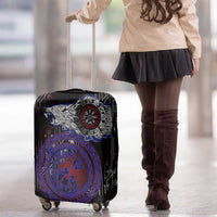 Fenrir Wolf Viking Luggage Cover with Vegvisir Runes and Red Circle Norse Legend Tribute - Wonder Print Shop