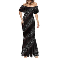 Fenrir Wolf Viking Mermaid Dress with Vegvisir Runes and Red Circle Norse Legend Tribute - Wonder Print Shop