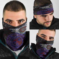 Fenrir Wolf Viking Neck Gaiter with Vegvisir Runes and Red Circle Norse Legend Tribute - Wonder Print Shop