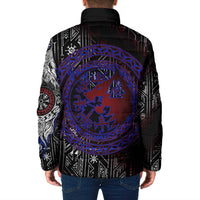 Fenrir Wolf Viking Padded Jacket with Vegvisir Runes and Red Circle Norse Legend Tribute - Wonder Print Shop