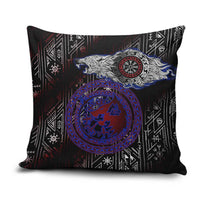 Fenrir Wolf Viking Pillow Cover with Vegvisir Runes and Red Circle Norse Legend Tribute - Wonder Print Shop
