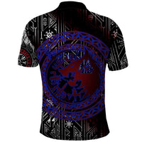 Fenrir Wolf Viking Polo Shirt with Vegvisir Runes and Red Circle Norse Legend Tribute - Wonder Print Shop