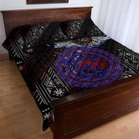 Fenrir Wolf Viking Quilt Bed Set with Vegvisir Runes and Red Circle Norse Legend Tribute - Wonder Print Shop