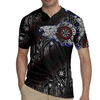 Fenrir Wolf Viking Rugby Jersey with Vegvisir Runes and Red Circle Norse Legend Tribute - Wonder Print Shop