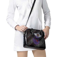Fenrir Wolf Viking Shoulder Handbag with Vegvisir Runes and Red Circle Norse Legend Tribute - Wonder Print Shop