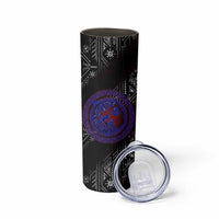 Fenrir Wolf Viking Skinny Tumbler with Vegvisir Runes and Red Circle Norse Legend Tribute - Wonder Print Shop