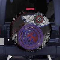 Fenrir Wolf Viking Spare Tire Cover with Vegvisir Runes and Red Circle Norse Legend Tribute - Wonder Print Shop