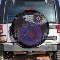 Fenrir Wolf Viking Spare Tire Cover with Vegvisir Runes and Red Circle Norse Legend Tribute - Wonder Print Shop