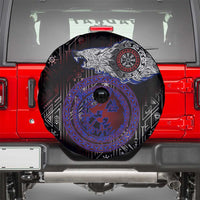 Fenrir Wolf Viking Spare Tire Cover with Vegvisir Runes and Red Circle Norse Legend Tribute - Wonder Print Shop