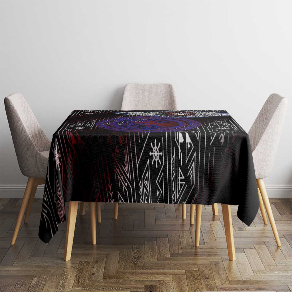 Fenrir Wolf Viking Tablecloth with Vegvisir Runes and Red Circle Norse Legend Tribute - Wonder Print Shop