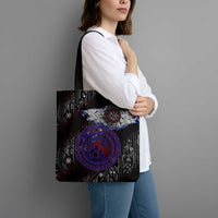 Fenrir Wolf Viking Tote Bag with Vegvisir Runes and Red Circle Norse Legend Tribute - Wonder Print Shop