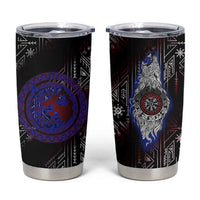 Fenrir Wolf Viking Tumbler Cup with Vegvisir Runes and Red Circle Norse Legend Tribute - Wonder Print Shop