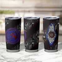 Fenrir Wolf Viking Tumbler Cup with Vegvisir Runes and Red Circle Norse Legend Tribute - Wonder Print Shop