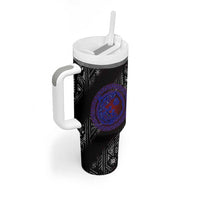 Fenrir Wolf Viking Tumbler With Handle with Vegvisir Runes and Red Circle Norse Legend Tribute - Wonder Print Shop