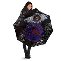 Fenrir Wolf Viking Umbrella with Vegvisir Runes and Red Circle Norse Legend Tribute - Wonder Print Shop