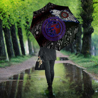 Fenrir Wolf Viking Umbrella with Vegvisir Runes and Red Circle Norse Legend Tribute - Wonder Print Shop