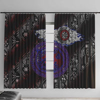 Fenrir Wolf Viking Window Curtain with Vegvisir Runes and Red Circle Norse Legend Tribute - Wonder Print Shop