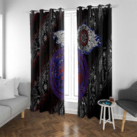 Fenrir Wolf Viking Window Curtain with Vegvisir Runes and Red Circle Norse Legend Tribute - Wonder Print Shop