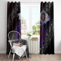 Fenrir Wolf Viking Window Curtain with Vegvisir Runes and Red Circle Norse Legend Tribute - Wonder Print Shop
