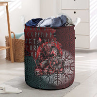 Viking Warrior Laundry Basket with Runes and Blood Battle Scene Norse Valor Tribute - Wonder Print Shop