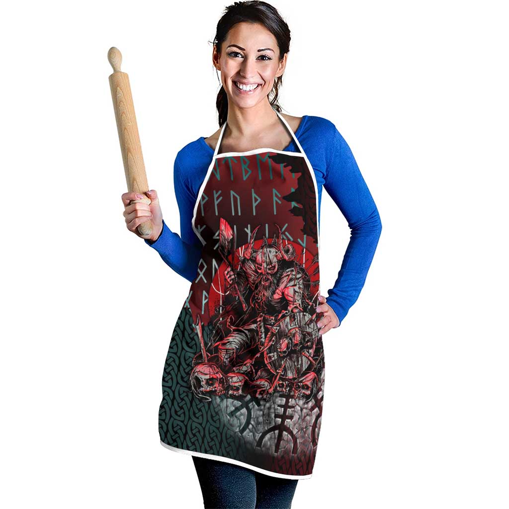 Viking Warrior Apron with Runes and Blood Battle Scene Norse Valor Tribute - Wonder Print Shop