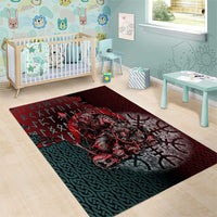 Viking Warrior Area Rug with Runes and Blood Battle Scene Norse Valor Tribute - undefined