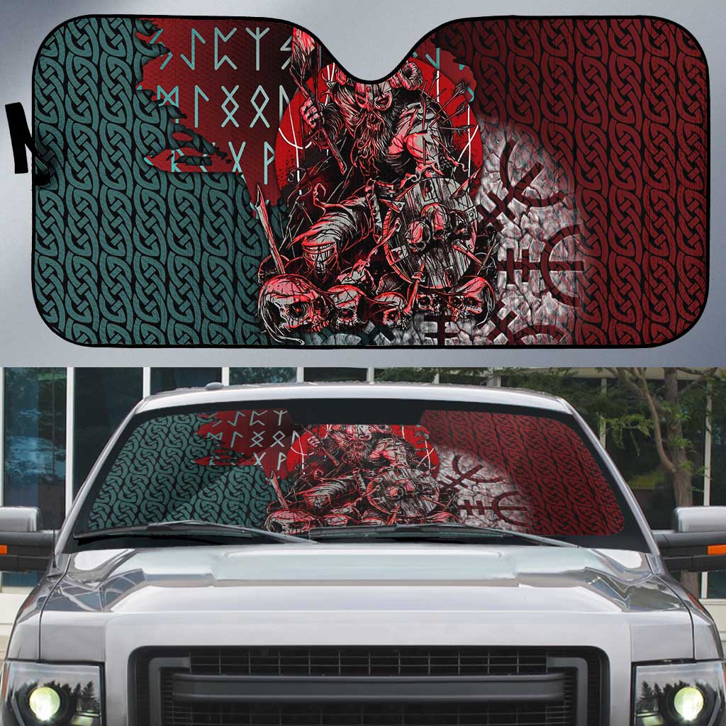 Viking Warrior Auto Sun Shade with Runes and Blood Battle Scene Norse Valor Tribute - Wonder Print Shop