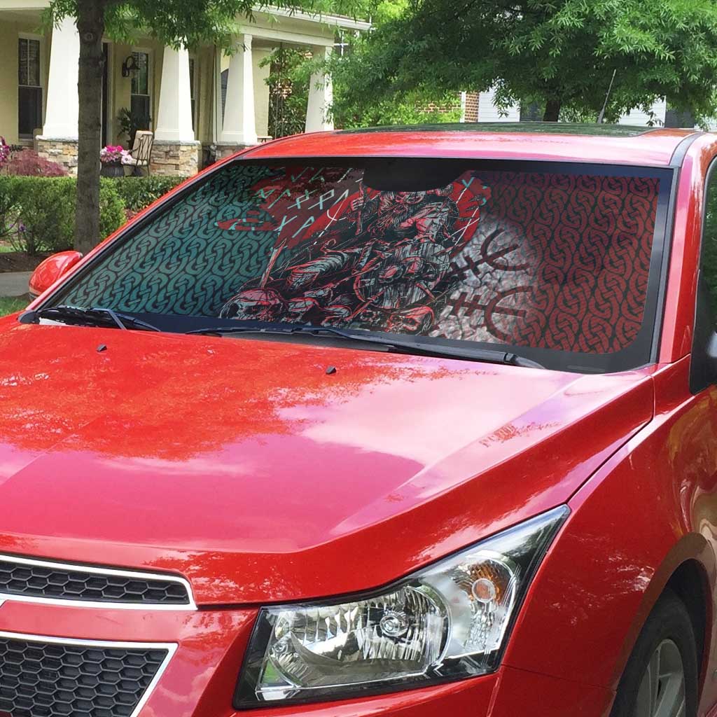 Viking Warrior Auto Sun Shade with Runes and Blood Battle Scene Norse Valor Tribute - Wonder Print Shop