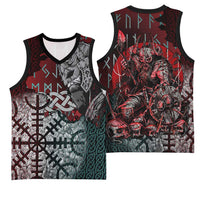 Viking Warrior Basketball Jersey with Runes and Blood Battle Scene Norse Valor Tribute - Wonder Print Shop