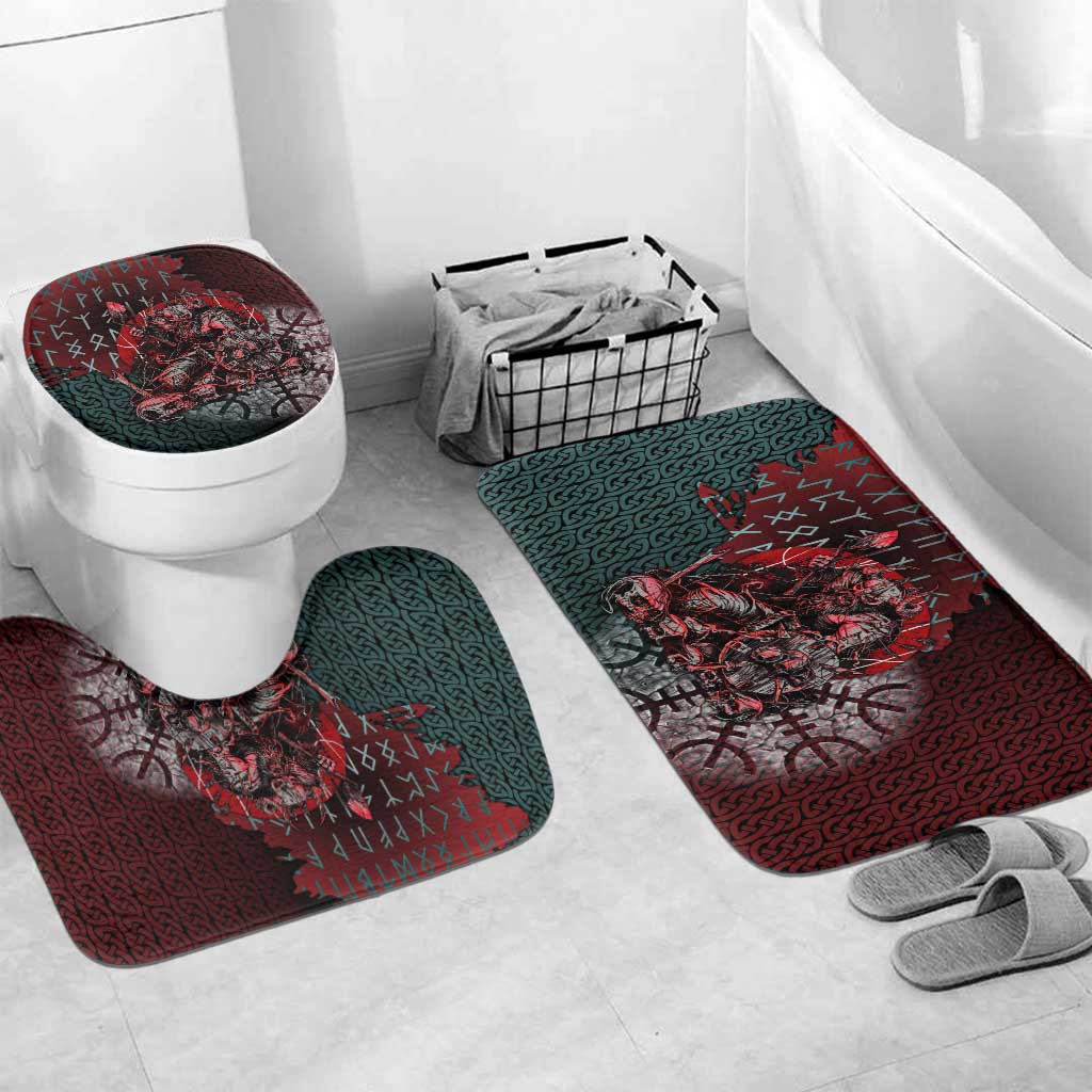 Viking Warrior Bathroom Set with Runes and Blood Battle Scene Norse Valor Tribute - Wonder Print Shop