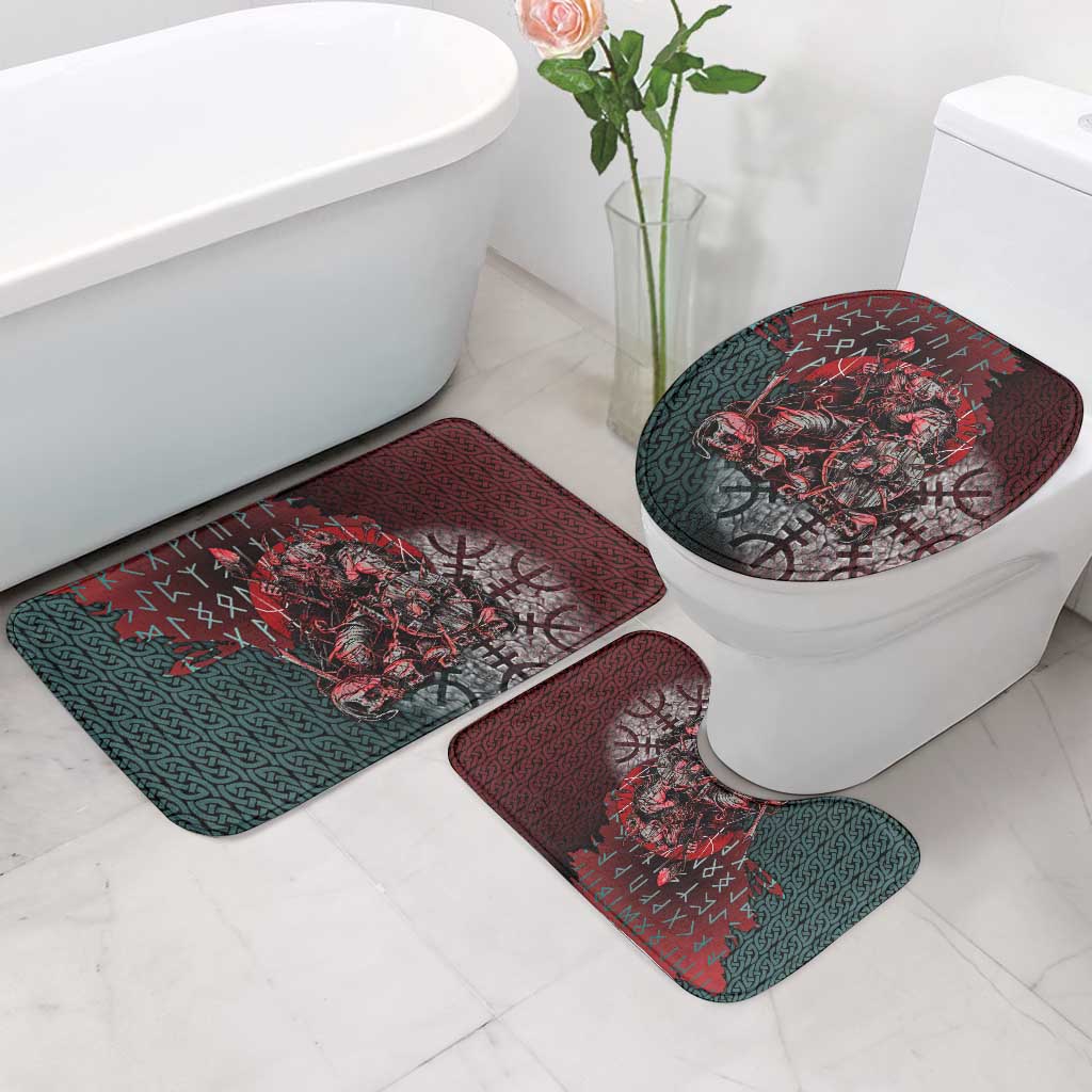 Viking Warrior Bathroom Set with Runes and Blood Battle Scene Norse Valor Tribute - Wonder Print Shop