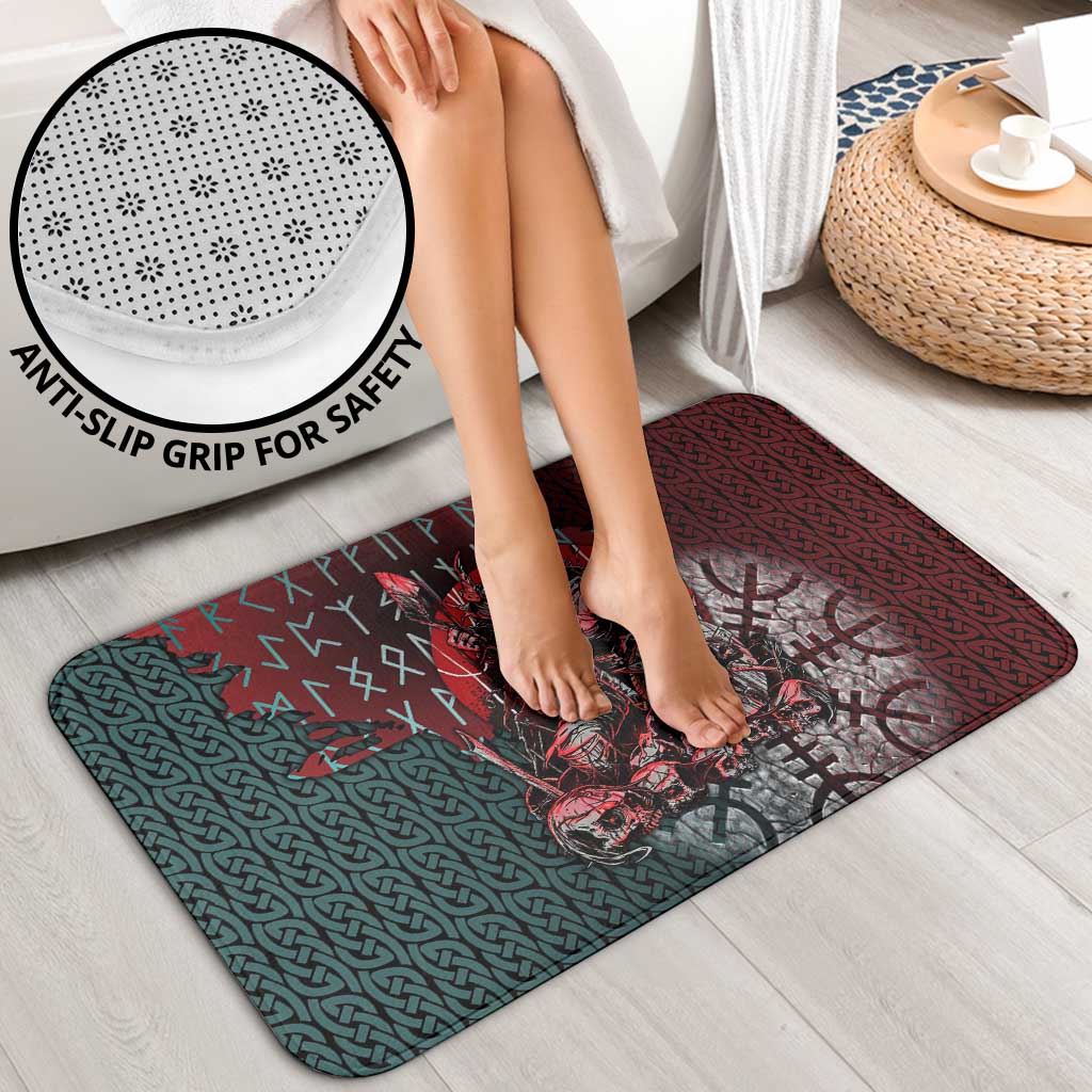Viking Warrior Bathroom Set with Runes and Blood Battle Scene Norse Valor Tribute - Wonder Print Shop