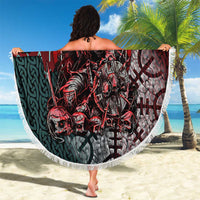 Viking Warrior Beach Blanket with Runes and Blood Battle Scene Norse Valor Tribute - Wonder Print Shop