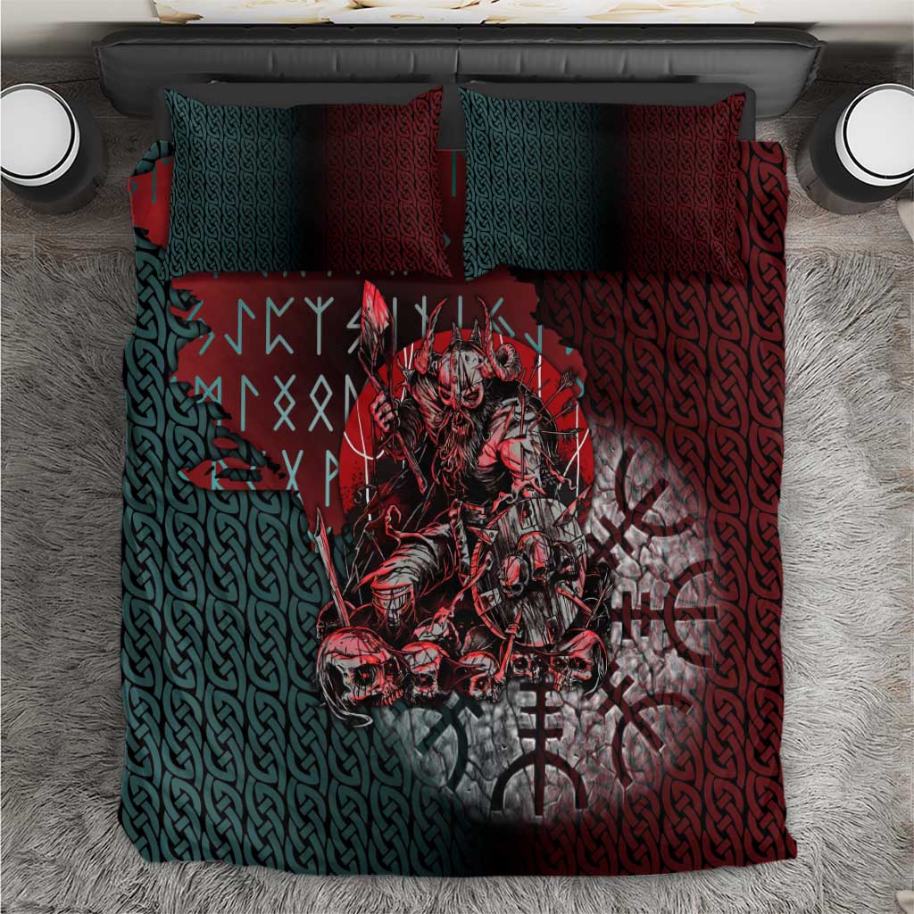Viking Warrior Bedding Set with Runes and Blood Battle Scene Norse Valor Tribute - Wonder Print Shop