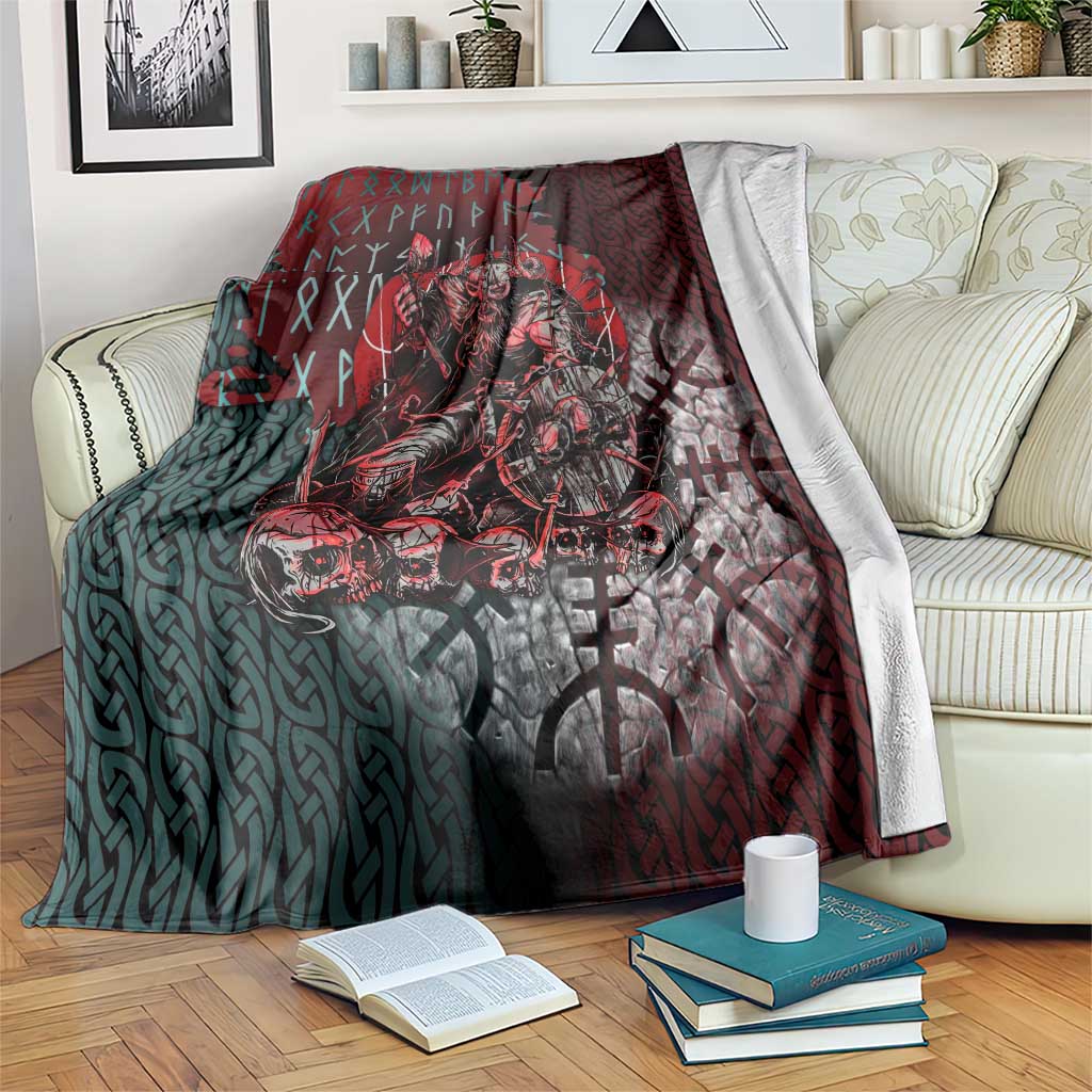 Viking Warrior Blanket with Runes and Blood Battle Scene Norse Valor Tribute - Wonder Print Shop