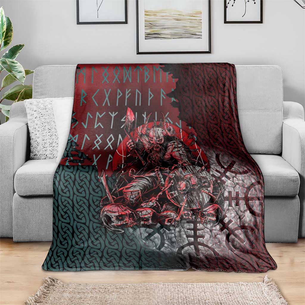 Viking Warrior Blanket with Runes and Blood Battle Scene Norse Valor Tribute - Wonder Print Shop