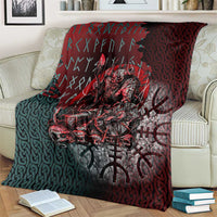 Viking Warrior Blanket with Runes and Blood Battle Scene Norse Valor Tribute - Wonder Print Shop