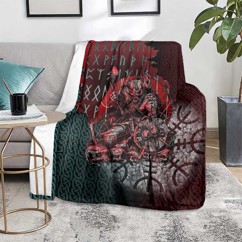 Viking Warrior Blanket with Runes and Blood Battle Scene Norse Valor Tribute - Wonder Print Shop