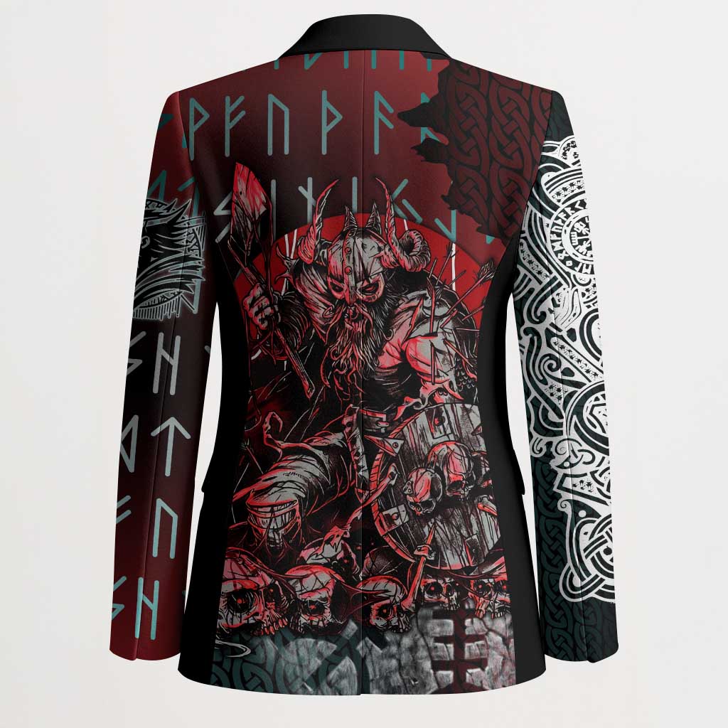 Viking Warrior Blazer with Runes and Blood Battle Scene Norse Valor Tribute - Wonder Print Shop