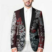 Viking Warrior Blazer with Runes and Blood Battle Scene Norse Valor Tribute - Wonder Print Shop