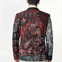 Viking Warrior Blazer with Runes and Blood Battle Scene Norse Valor Tribute - Wonder Print Shop