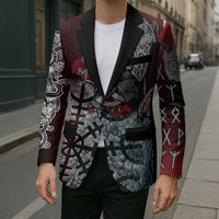 Viking Warrior Blazer with Runes and Blood Battle Scene Norse Valor Tribute - Wonder Print Shop
