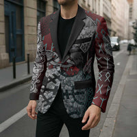 Viking Warrior Blazer with Runes and Blood Battle Scene Norse Valor Tribute - Wonder Print Shop