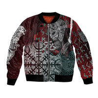 Viking Warrior Bomber Jacket with Runes and Blood Battle Scene Norse Valor Tribute - Wonder Print Shop