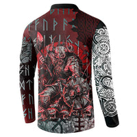 Viking Warrior Button Sweatshirt with Runes and Blood Battle Scene Norse Valor Tribute - Wonder Print Shop