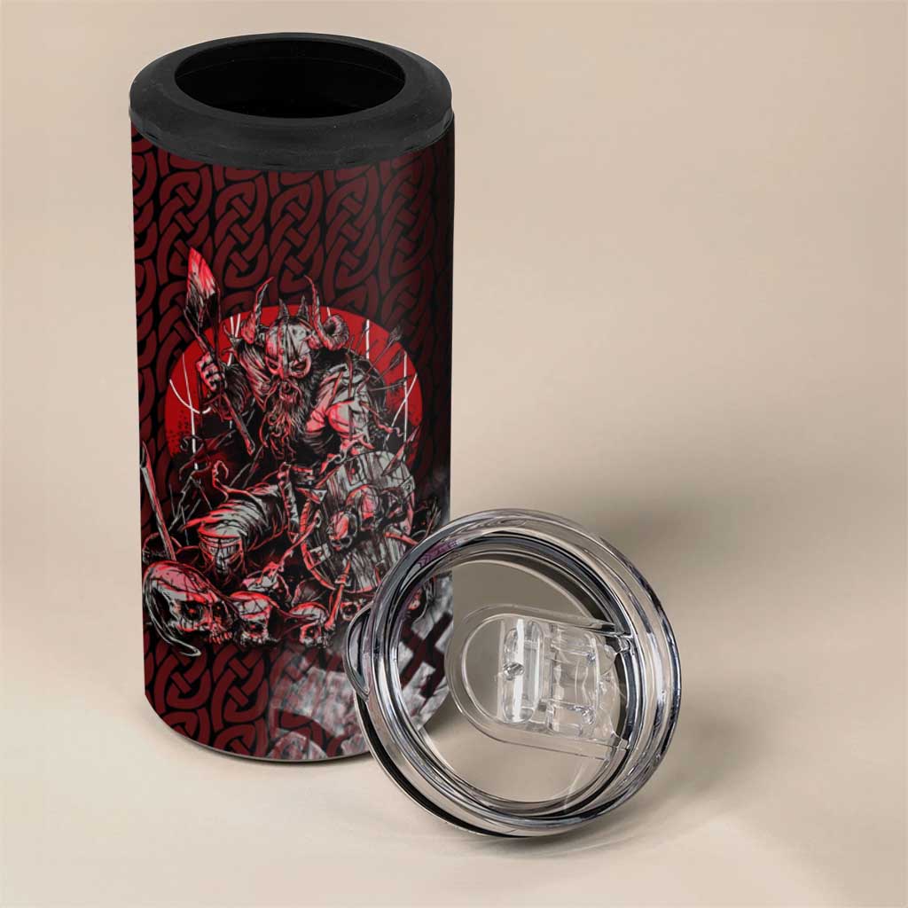Viking Warrior 4 in 1 Can Cooler Tumbler with Runes and Blood Battle Scene Norse Valor Tribute - Wonder Print Shop