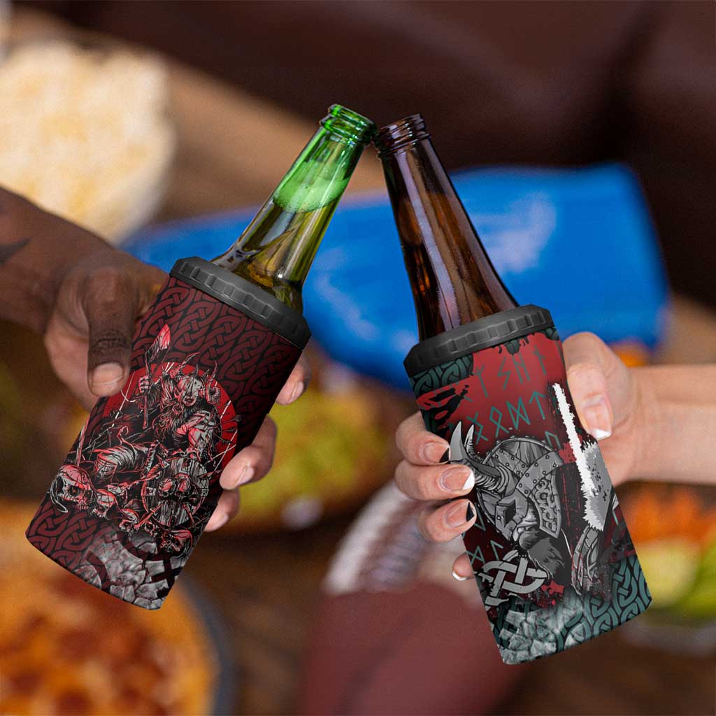 Viking Warrior 4 in 1 Can Cooler Tumbler with Runes and Blood Battle Scene Norse Valor Tribute - Wonder Print Shop