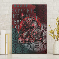 Viking Warrior Canvas Wall Art with Runes and Blood Battle Scene Norse Valor Tribute - Wonder Print Shop