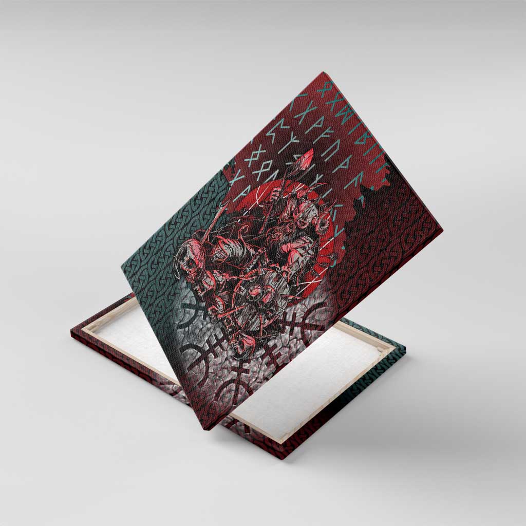 Viking Warrior Canvas Wall Art with Runes and Blood Battle Scene Norse Valor Tribute - Wonder Print Shop