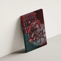 Viking Warrior Canvas Wall Art with Runes and Blood Battle Scene Norse Valor Tribute - Wonder Print Shop